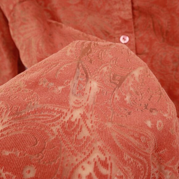 Chico's Corduroy Burnout Shirt Womens M Orange Western Preppy 70's Boho Academia - Picture 4 of 16